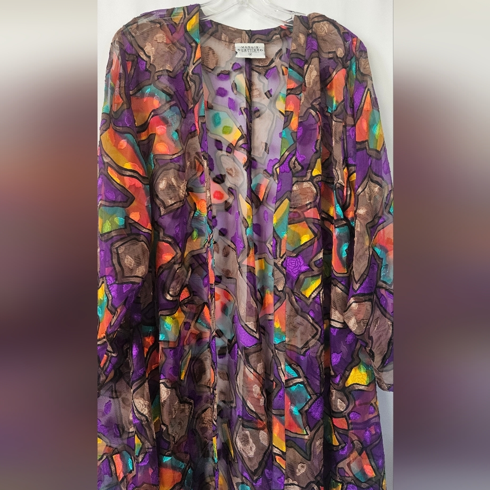 Maggie Shephard‎ Australia Vintage Long Sleeve Sheer Abstract Tunic Size Medium - Picture 2 of 8